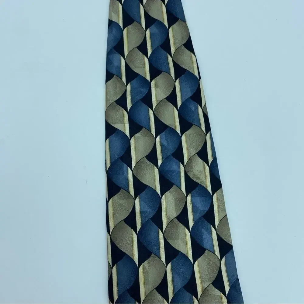 Ziggurat Men’s Silk Necktie Blue/Tan‎ Retro Design